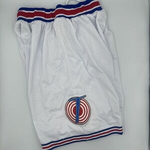 White Athletic Mesh Shorts with Red & Blue Trim